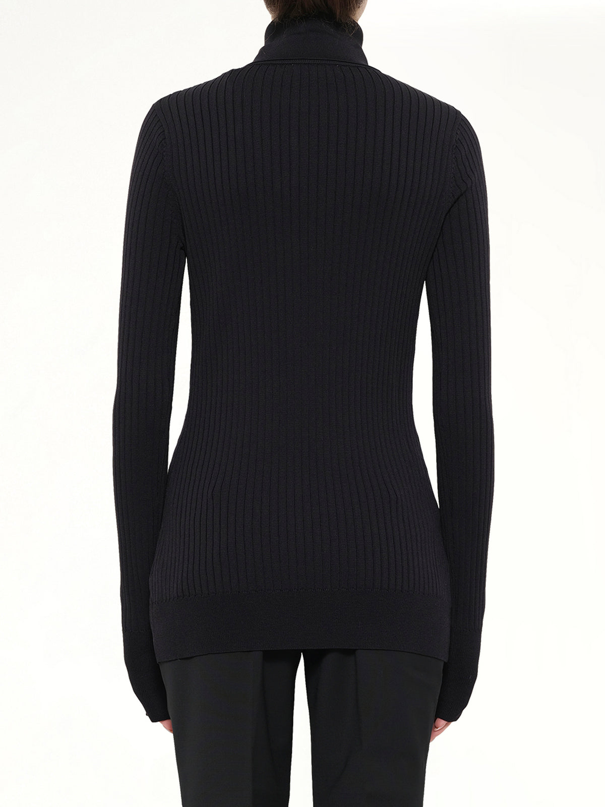 High Neck Henley in Black