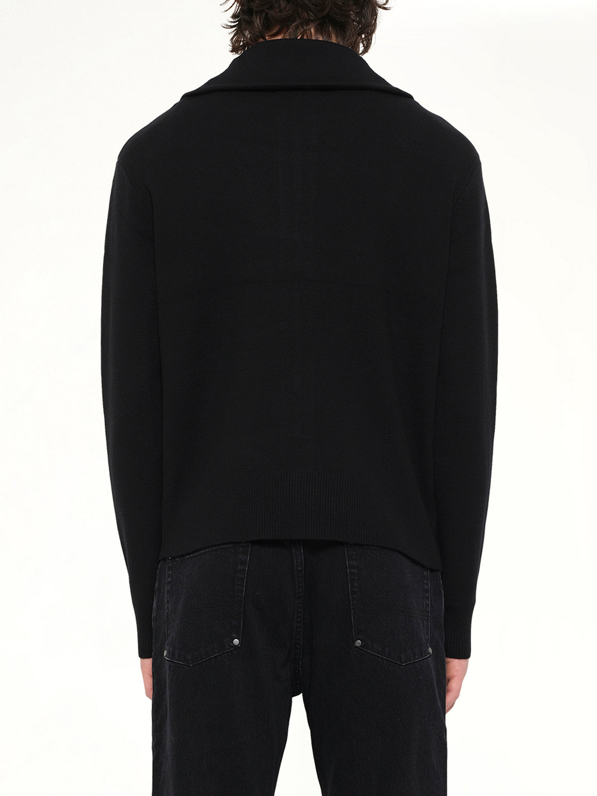 Knit Zip Up Jacket in Black