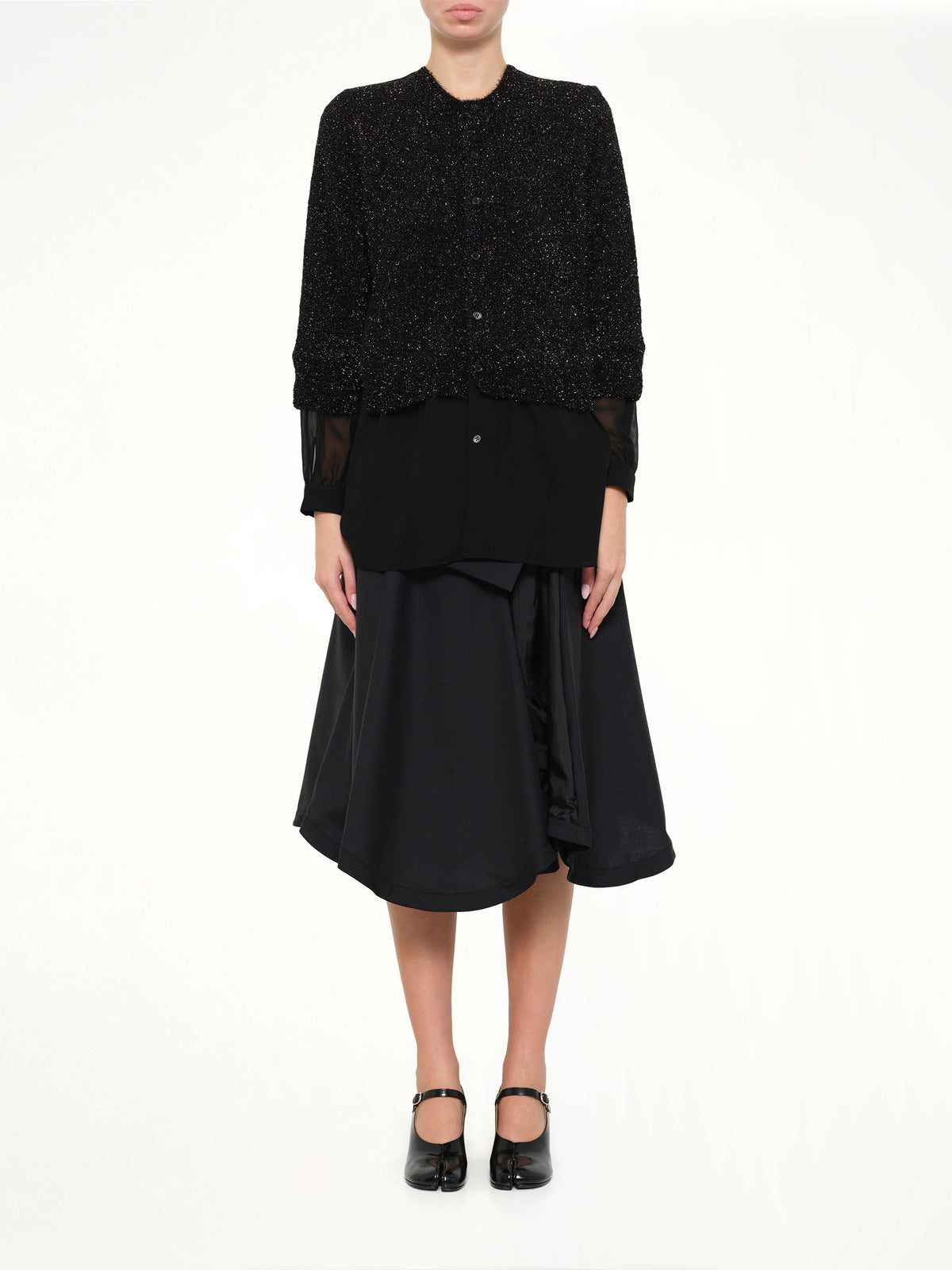 Lame Fur Cardigan in Black