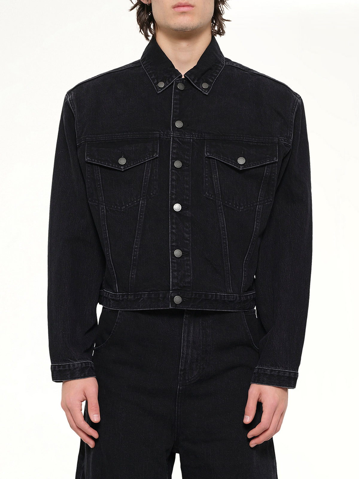 Shrunken Denim Jacket in Magnetite