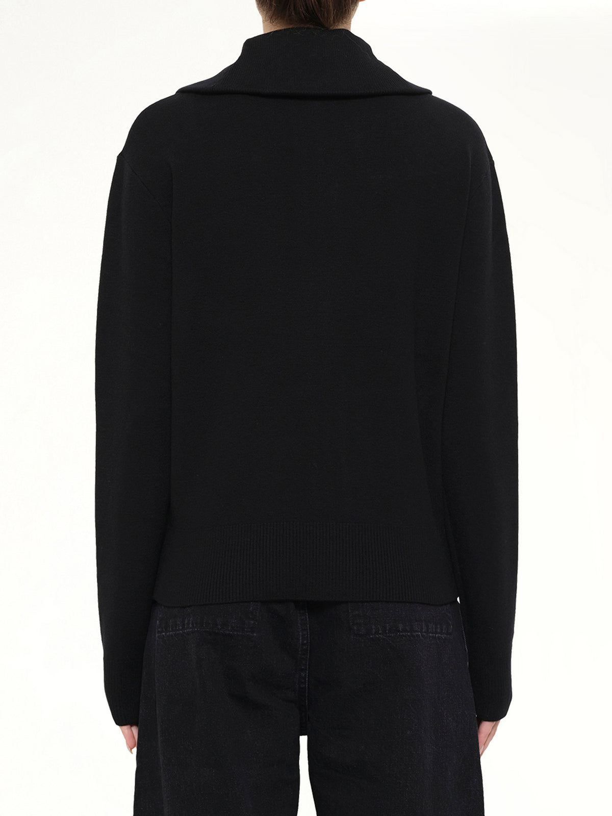 Knit Zip Up Jacket in Black