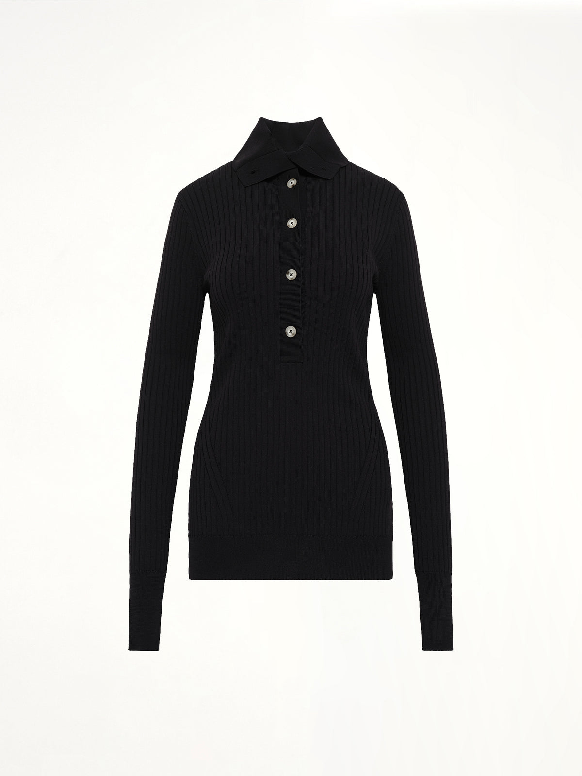 High Neck Henley in Black