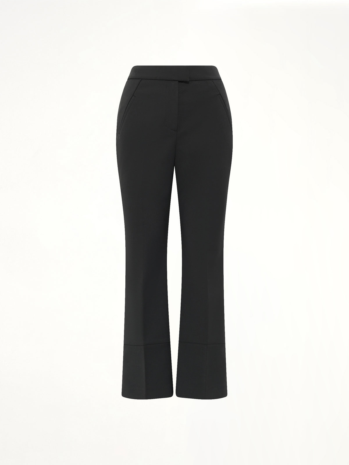 Step Hem Pants in Black Wool