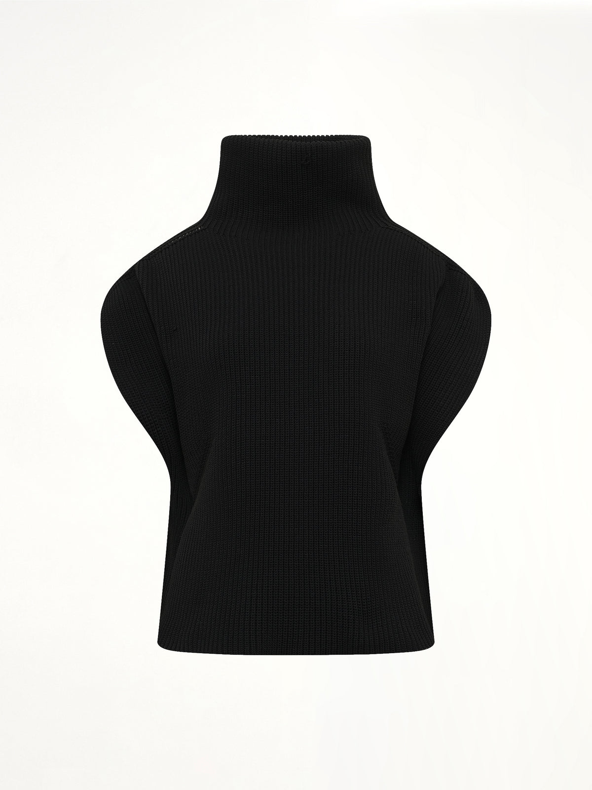 Low Gauge Crease Highneck Top in Black