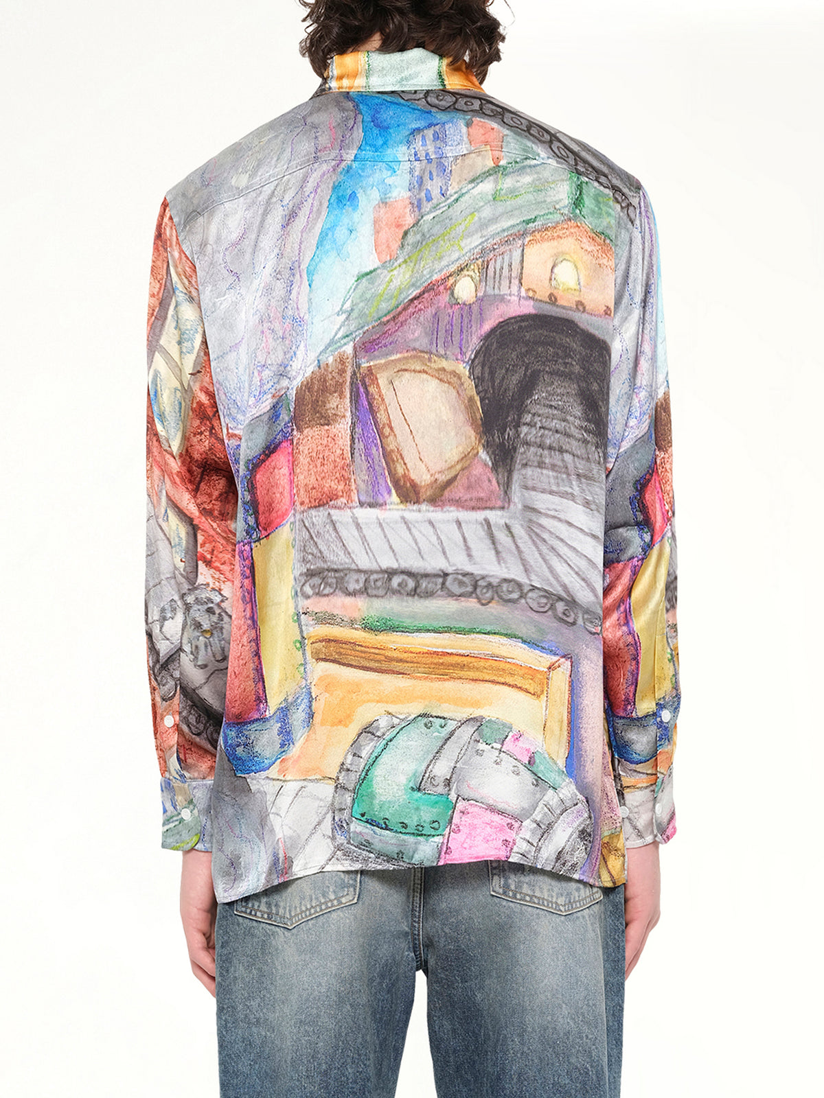 Book Page Silk Shirt in Multicolour