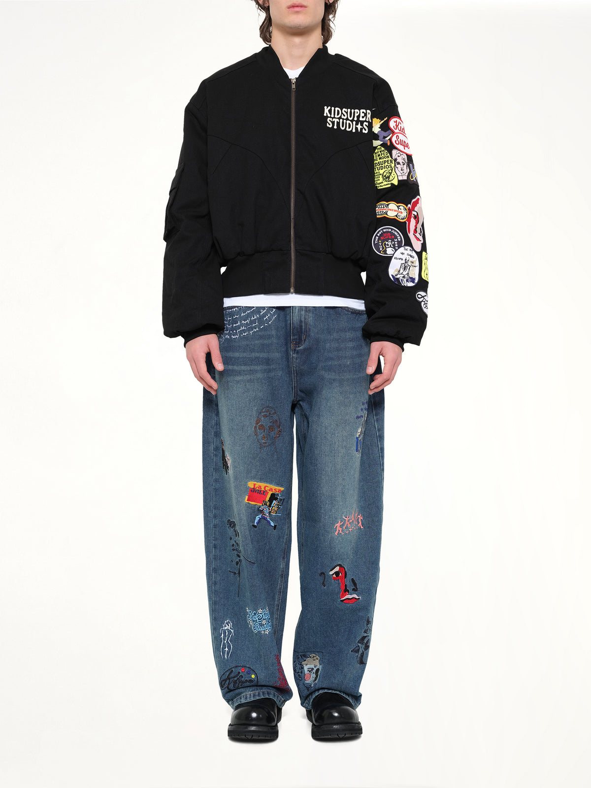 Patches Bomber Jacket in Black