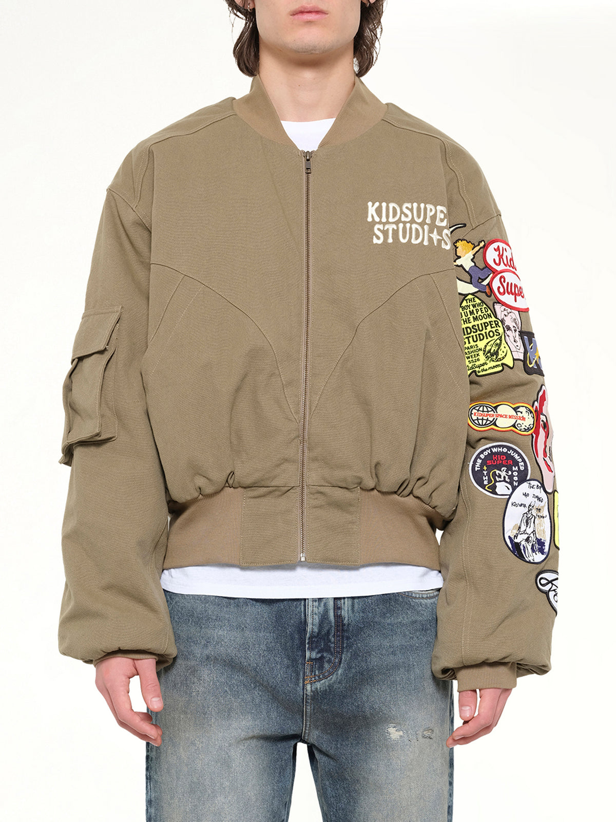 Patches Bomber Jacket in Green