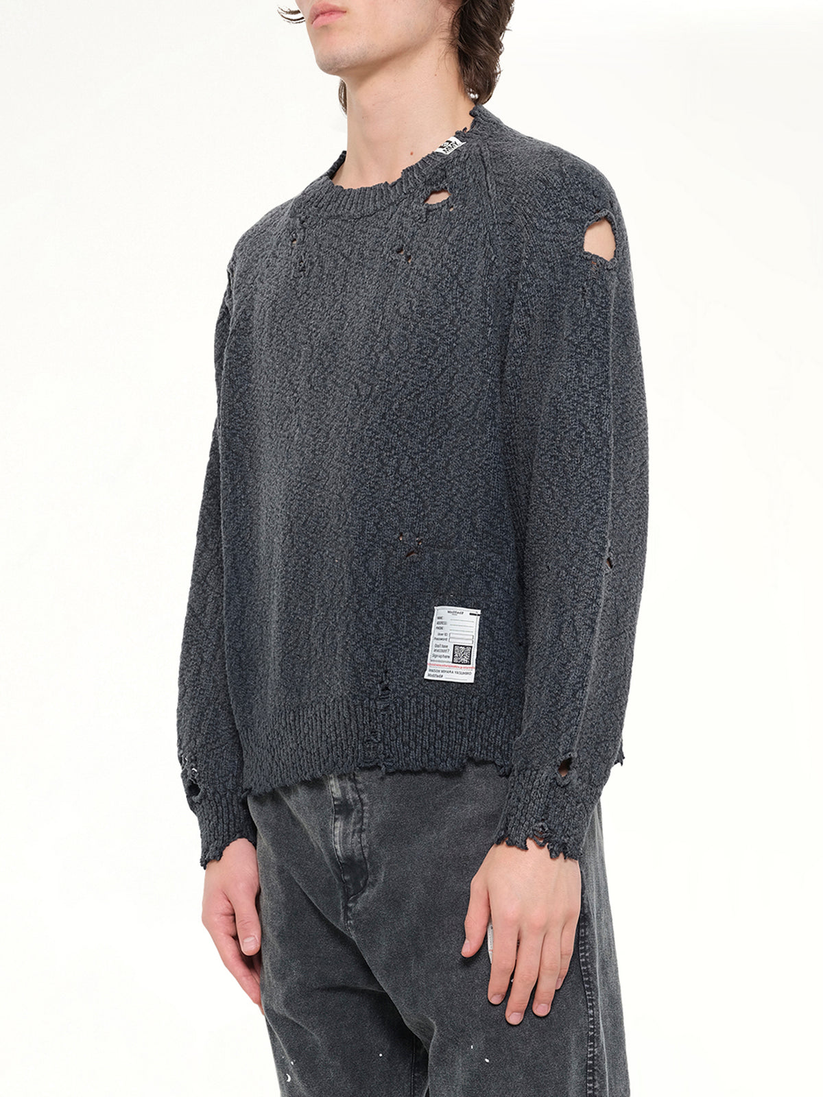 Sun Faded Knit Pullover in Black