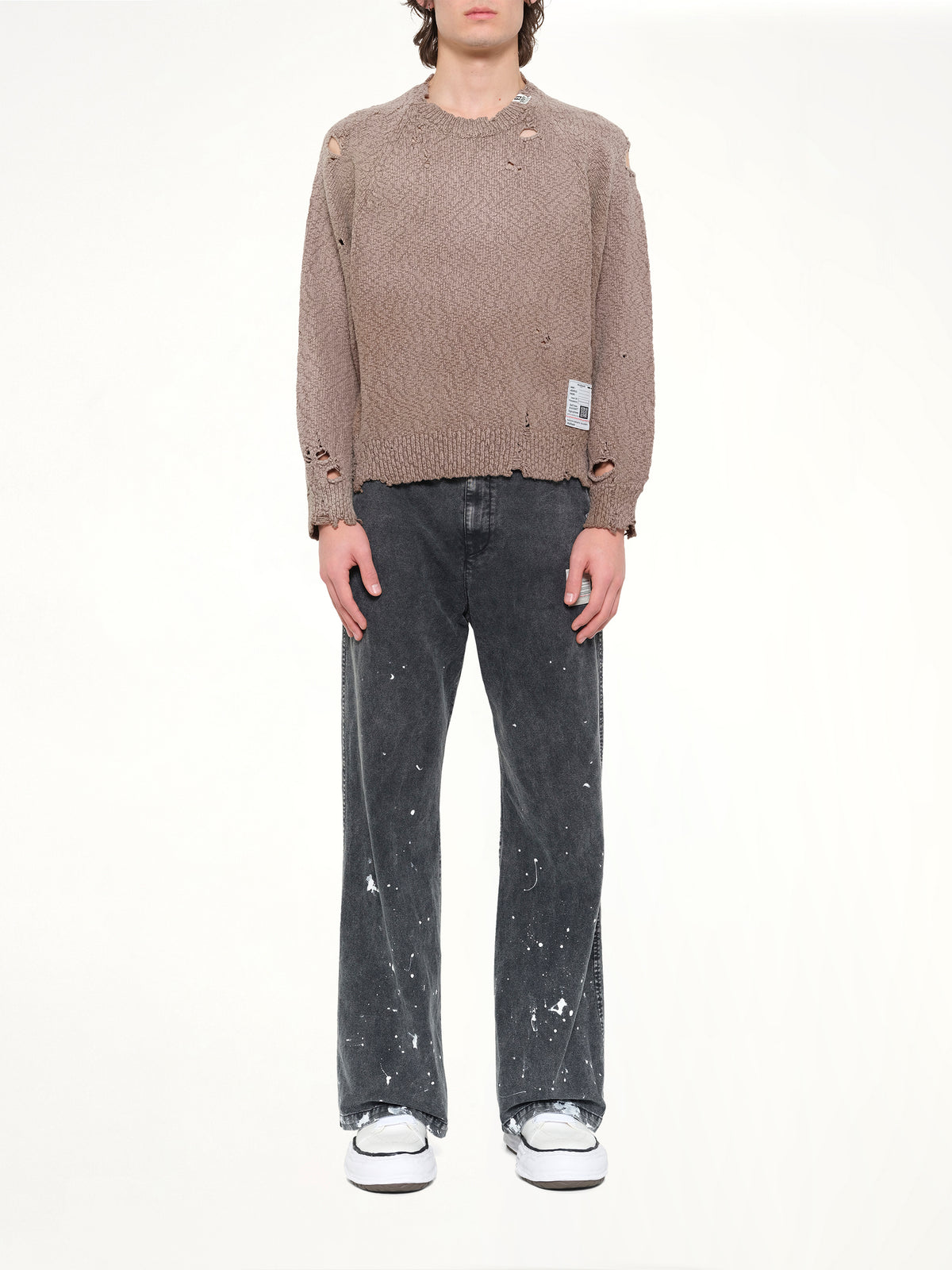 Sun Faded Knit Pullover in Brown