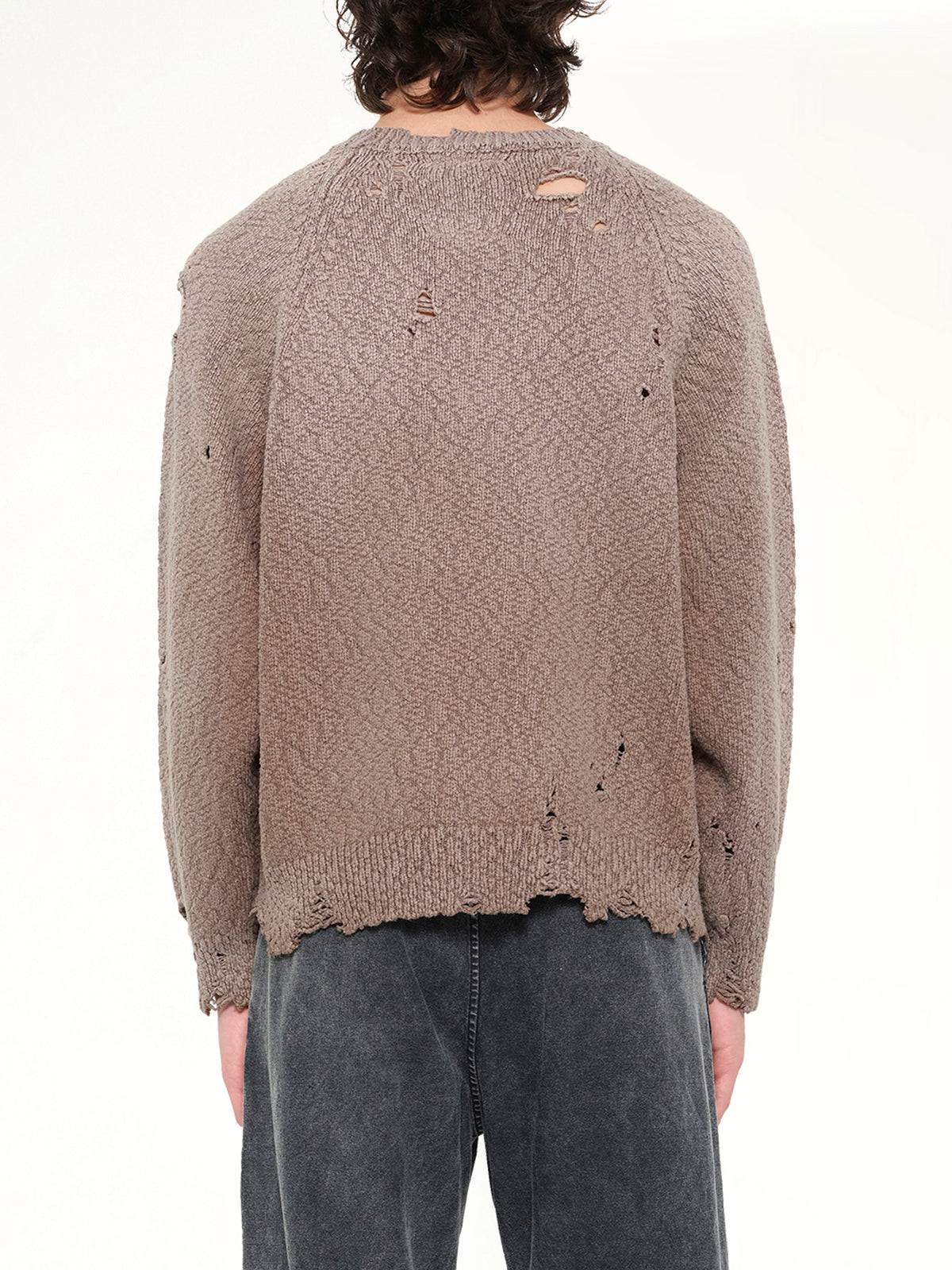 Sun Faded Knit Pullover in Brown
