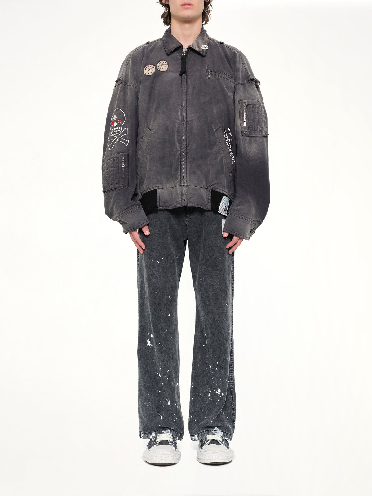 Sun Faded Military Jacket in Black