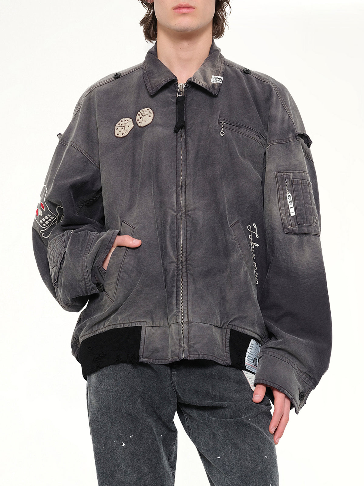 Sun Faded Military Jacket in Black