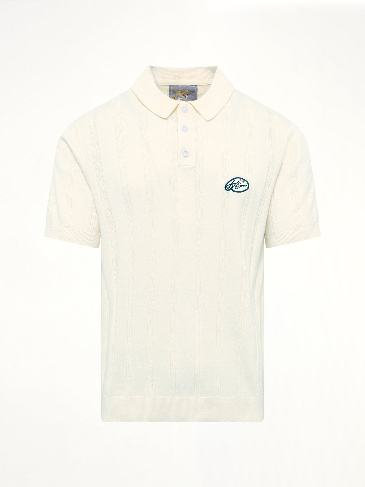 Painters Logo Knit Polo in Cream