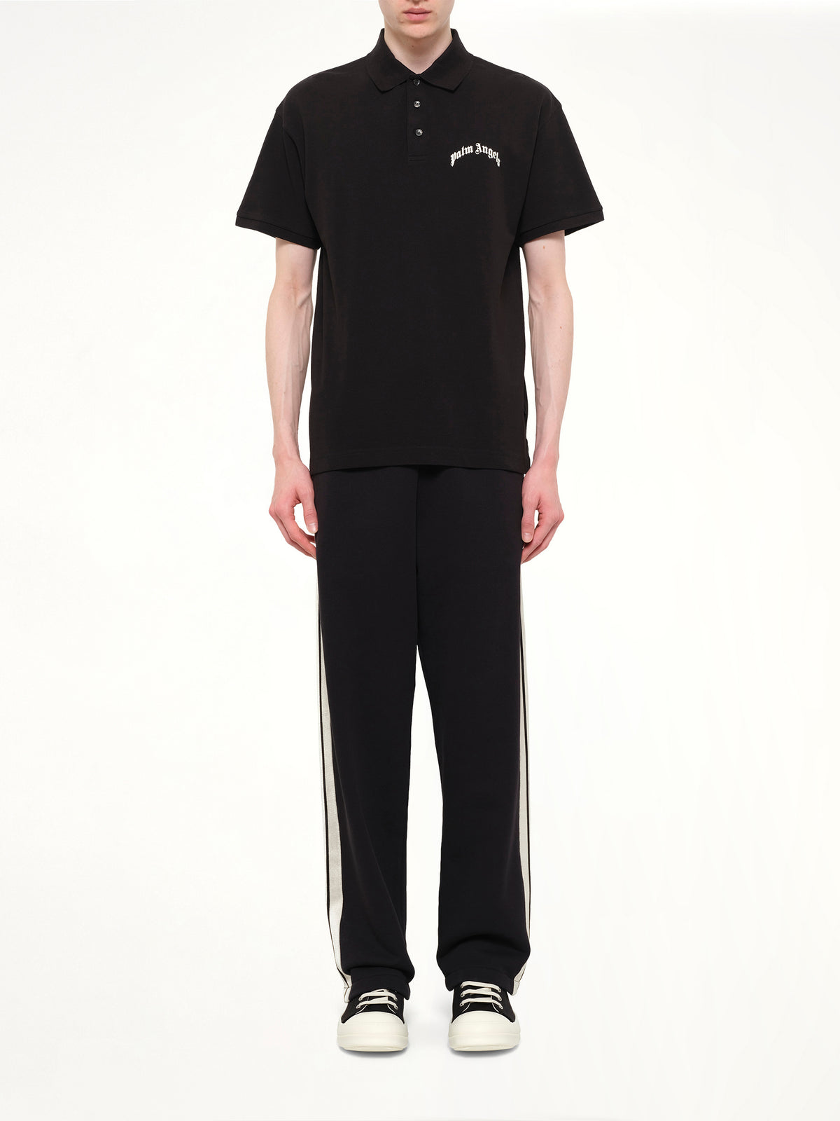Back Curved Logo Polo S/S in Black/Off White