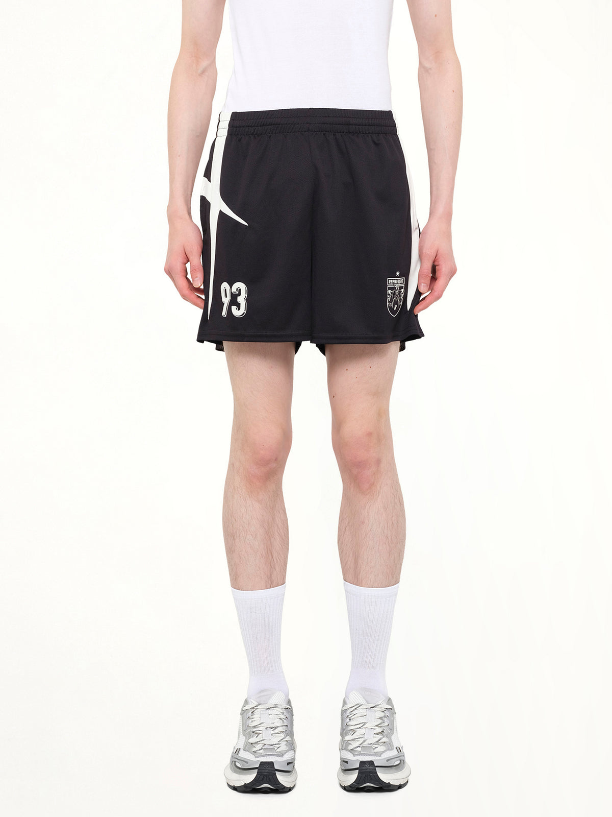 Star Football Panelled Shorts in Jet Black