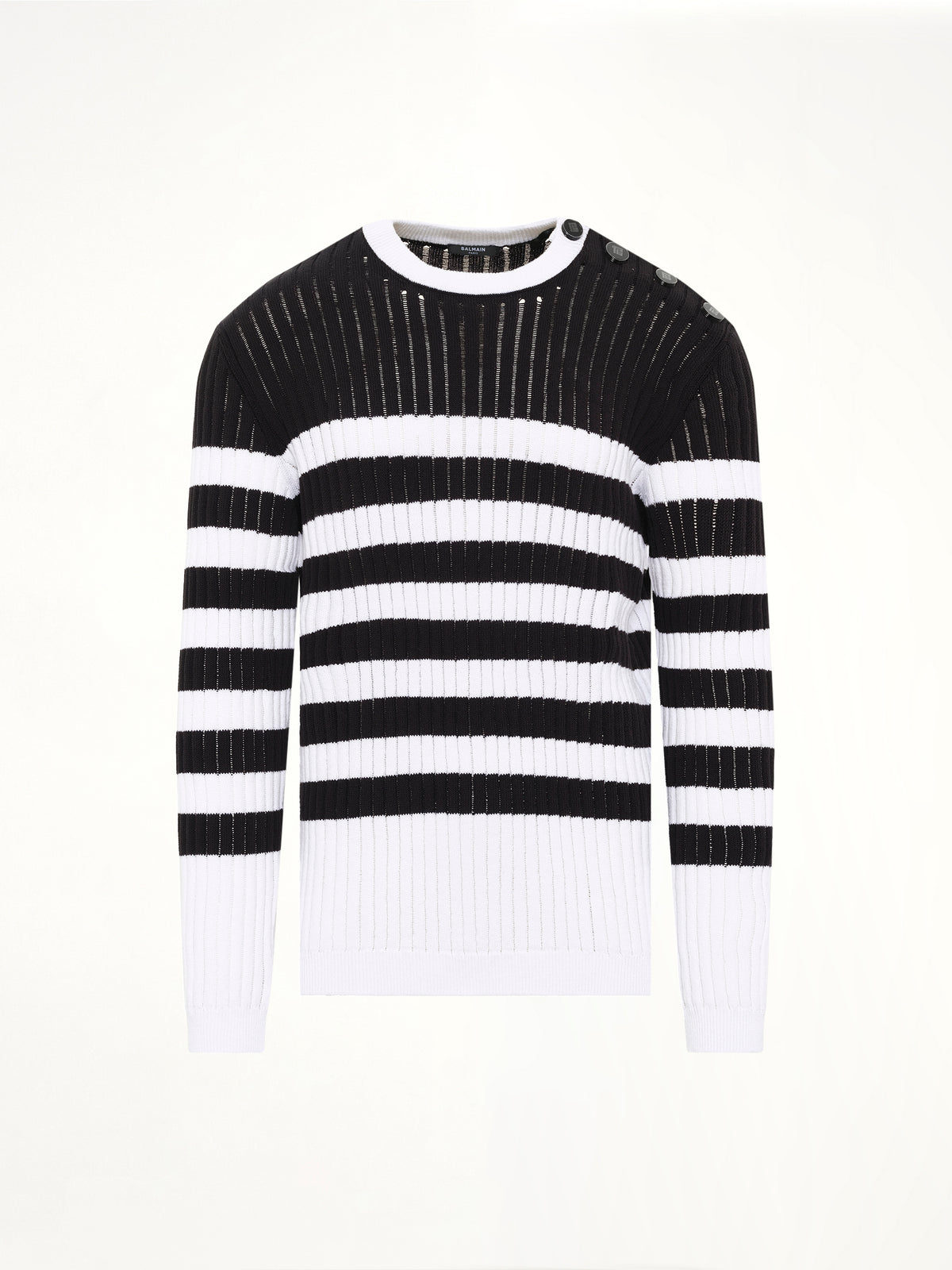 BTN Mariniere Ribbed Cotton Knit Sweater in Black/White