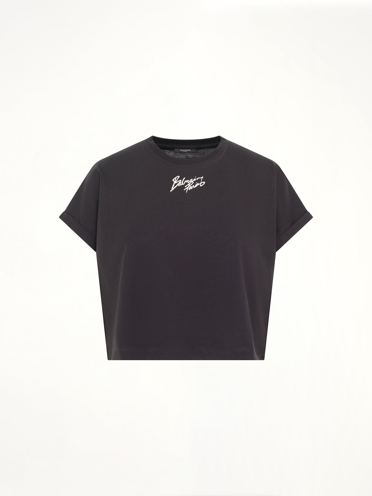 SS Balmain Paris Cropped T-Shirt in Black