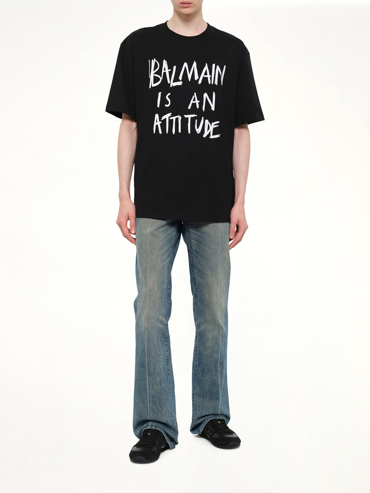 Balmain Attitude T-Shirt Bulky Fit in Black/White