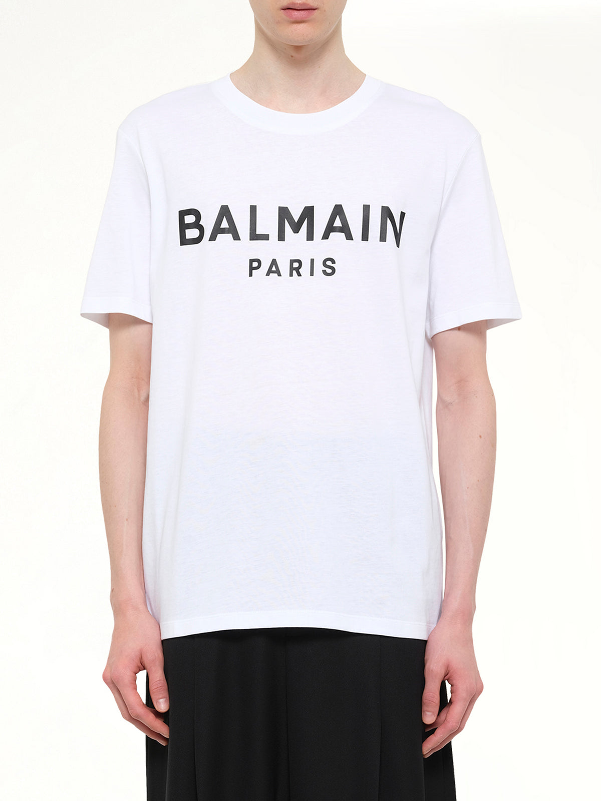 Balmain Print T-Shirt Reg Fit in White/Black