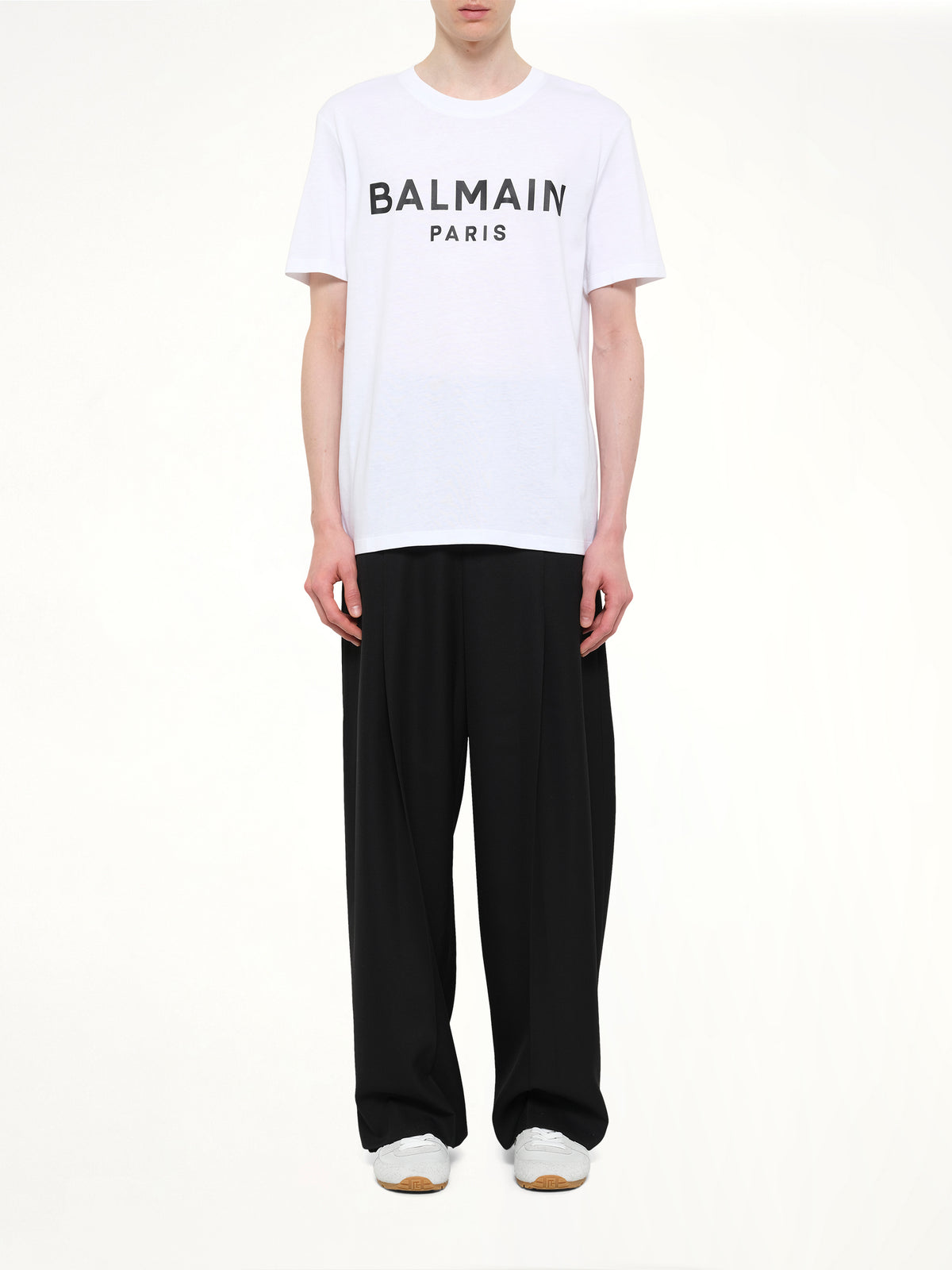 Balmain Print T-Shirt Reg Fit in White/Black