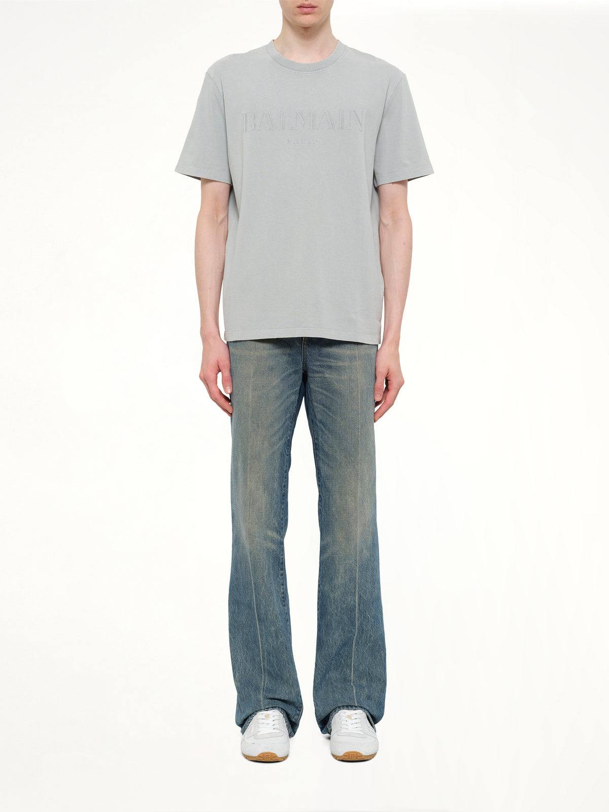 Balmain Vintage Emb T-Shirt Reg Fit in Grey