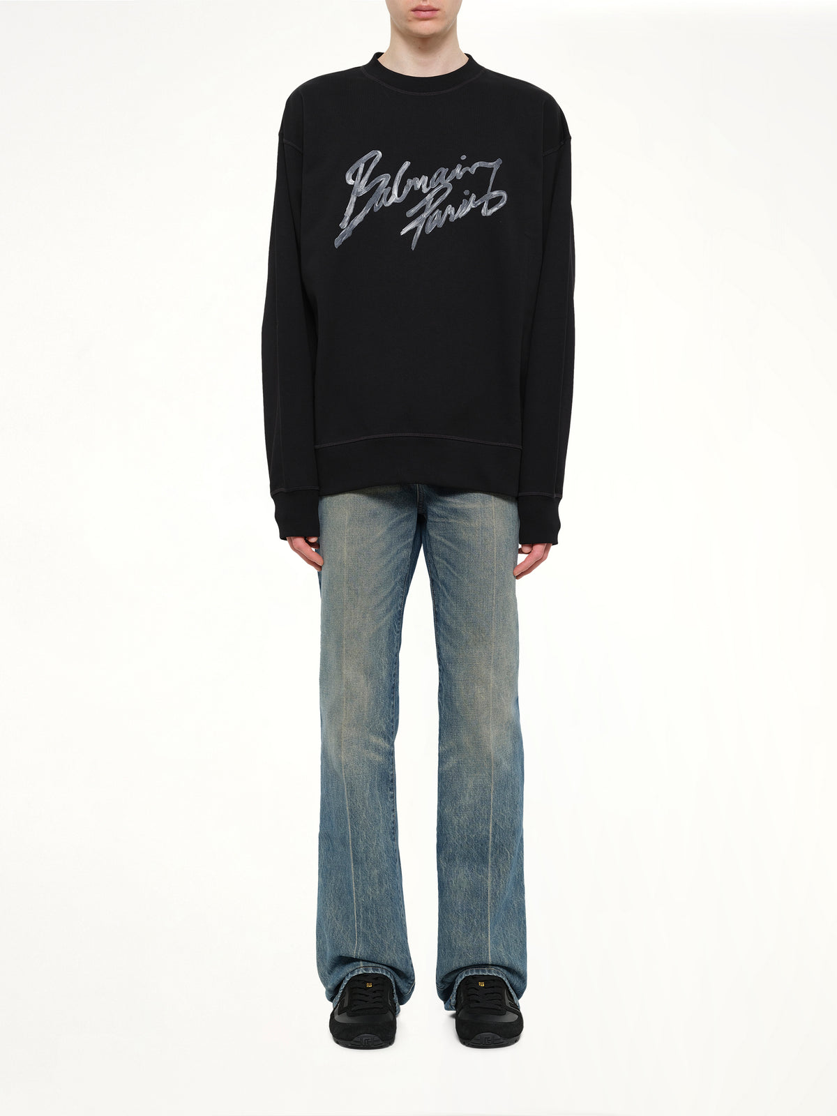 Big Balmain Paris Brush Sweatshirt Reg in Black
