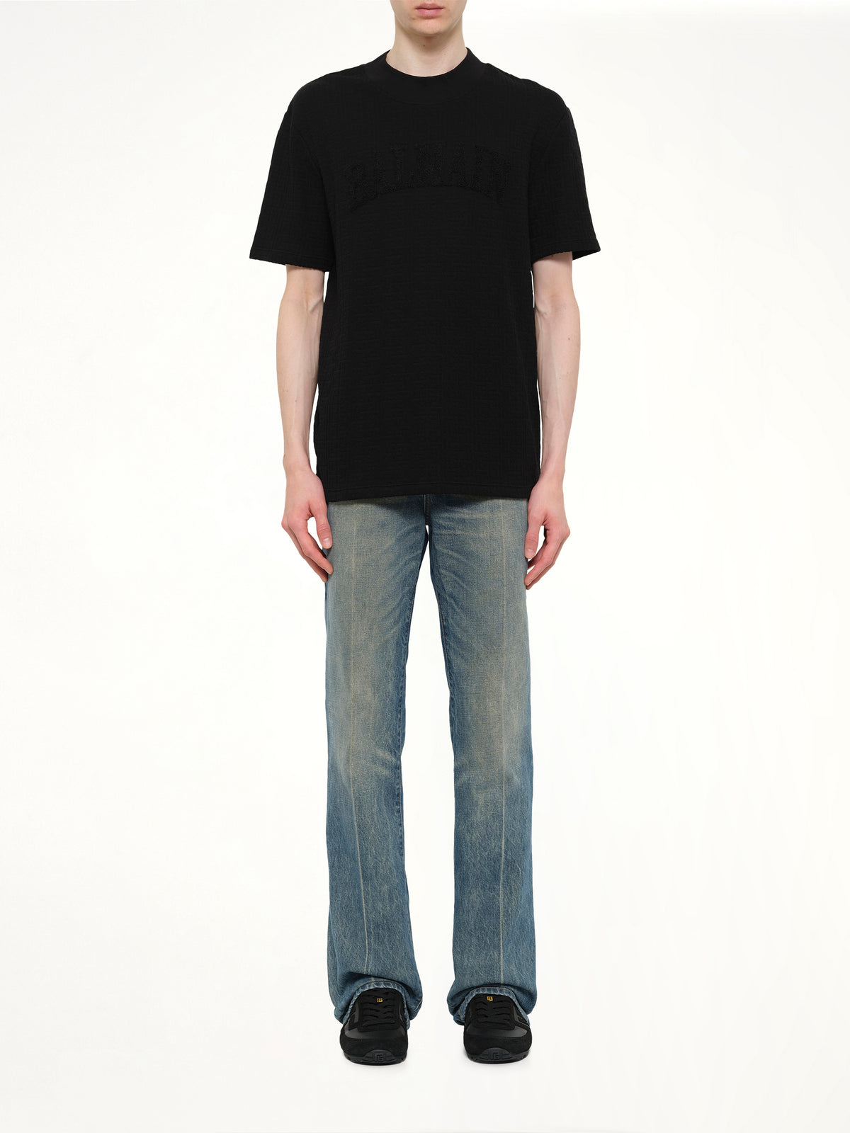 Monogram Balmain Sponge T-Shirt Reg Fit in Black
