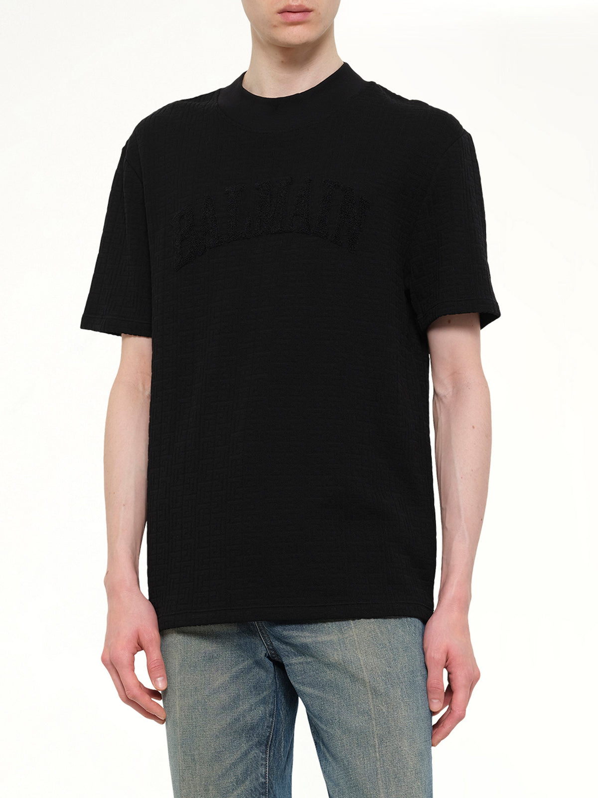 Monogram Balmain Sponge T-Shirt Reg Fit in Black