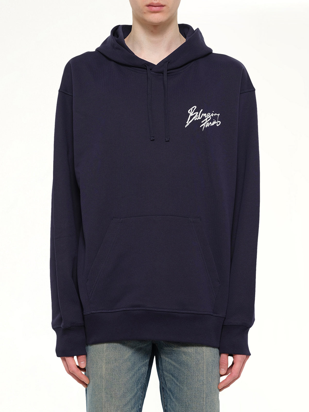 Small Balmain Paris Brush Hoodie Reg in Blue