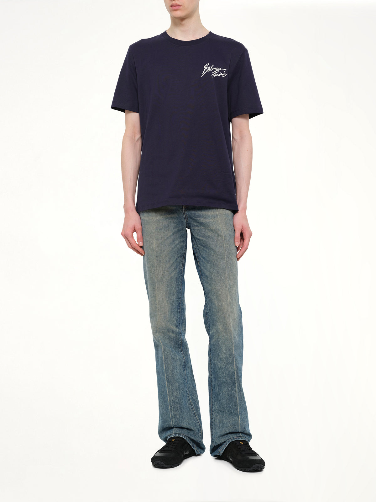 Small Balmain Paris Brush T-Shirt Reg Fit in Blue