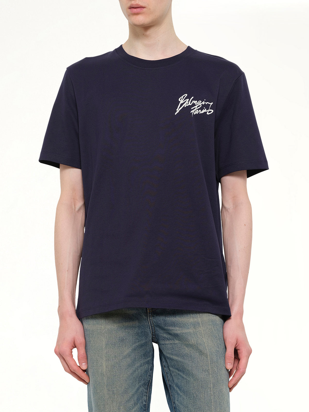 Small Balmain Paris Brush T-Shirt Reg Fit in Blue