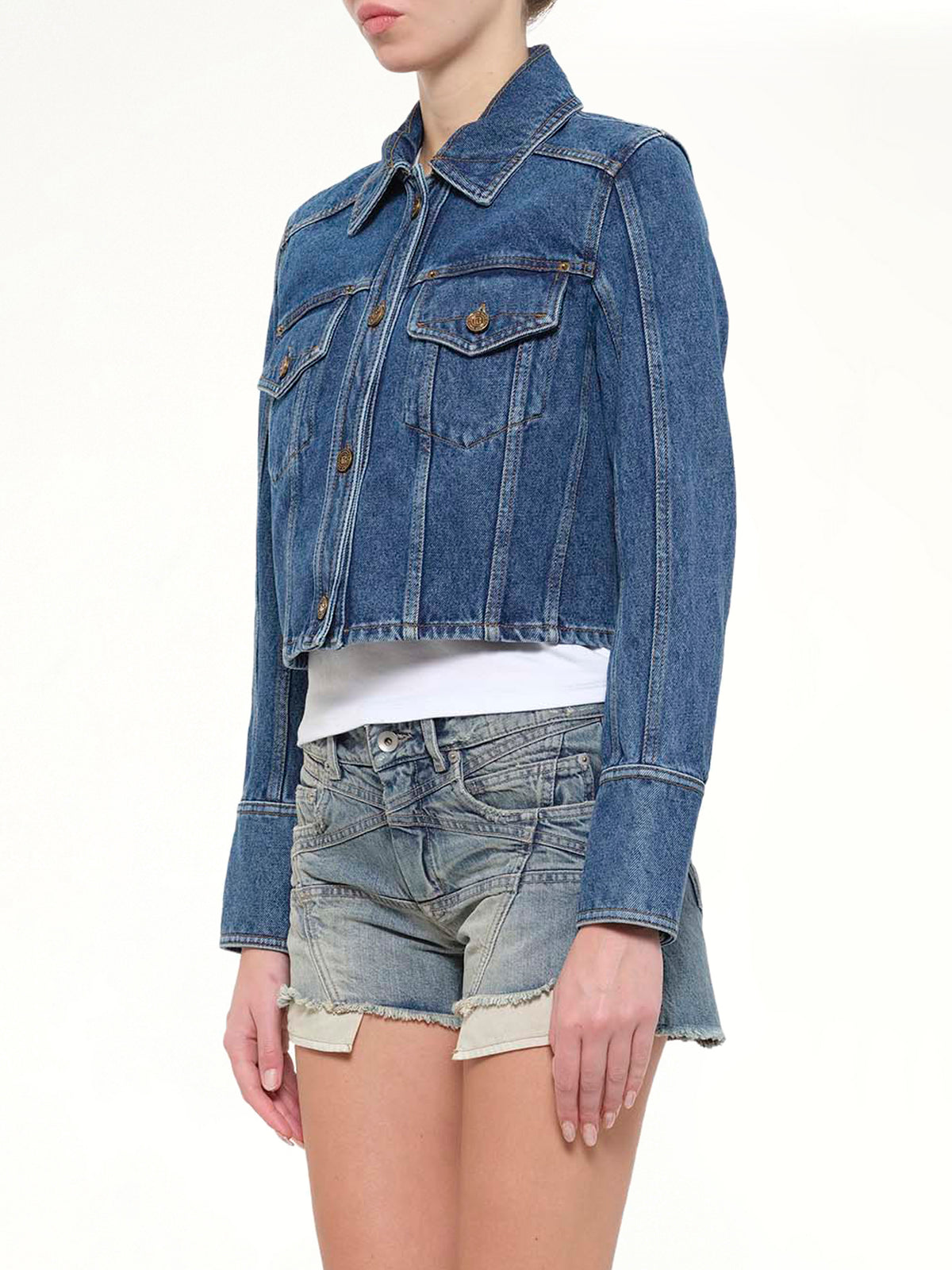 2 Pockets Denim Jacket in Dark Blue