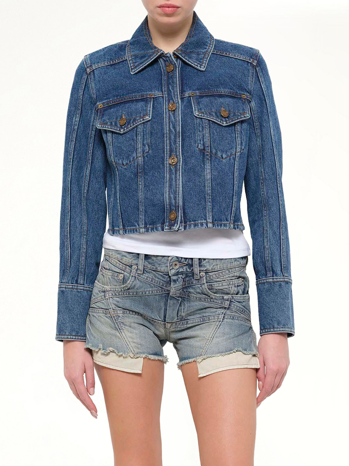 2 Pockets Denim Jacket in Dark Blue