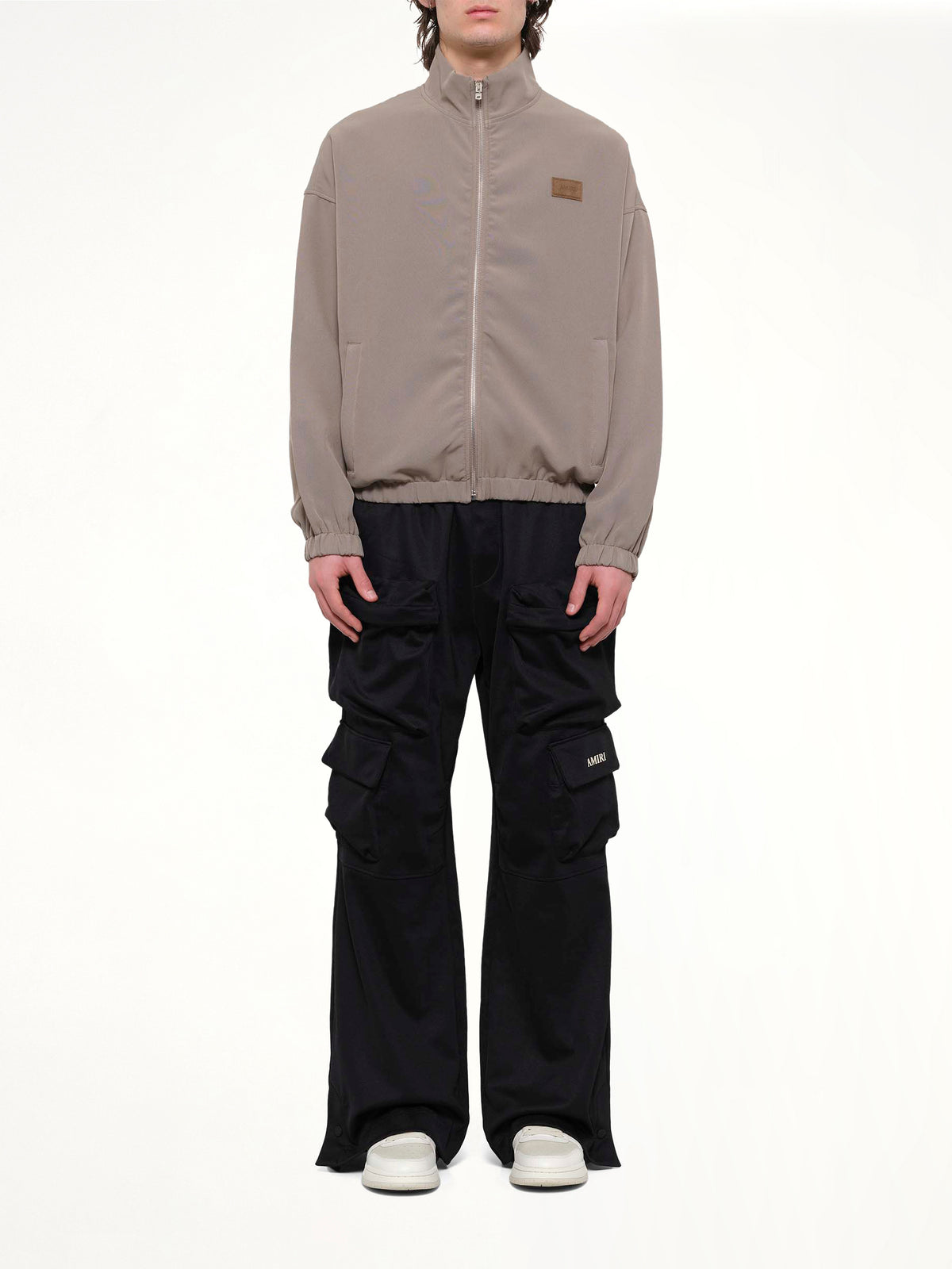 Amiri Patch Cady Track Jacket in Dark Sand