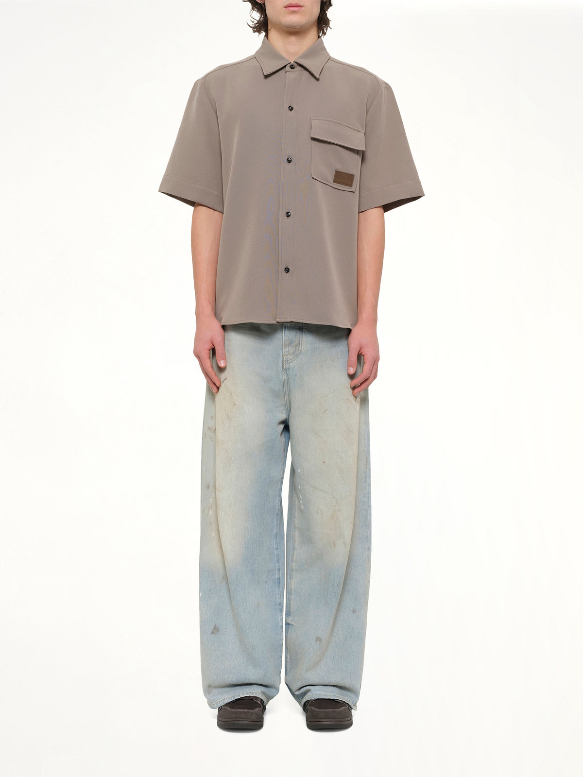 Amiri Patch Cady Pocket Shirt in Dark Sand