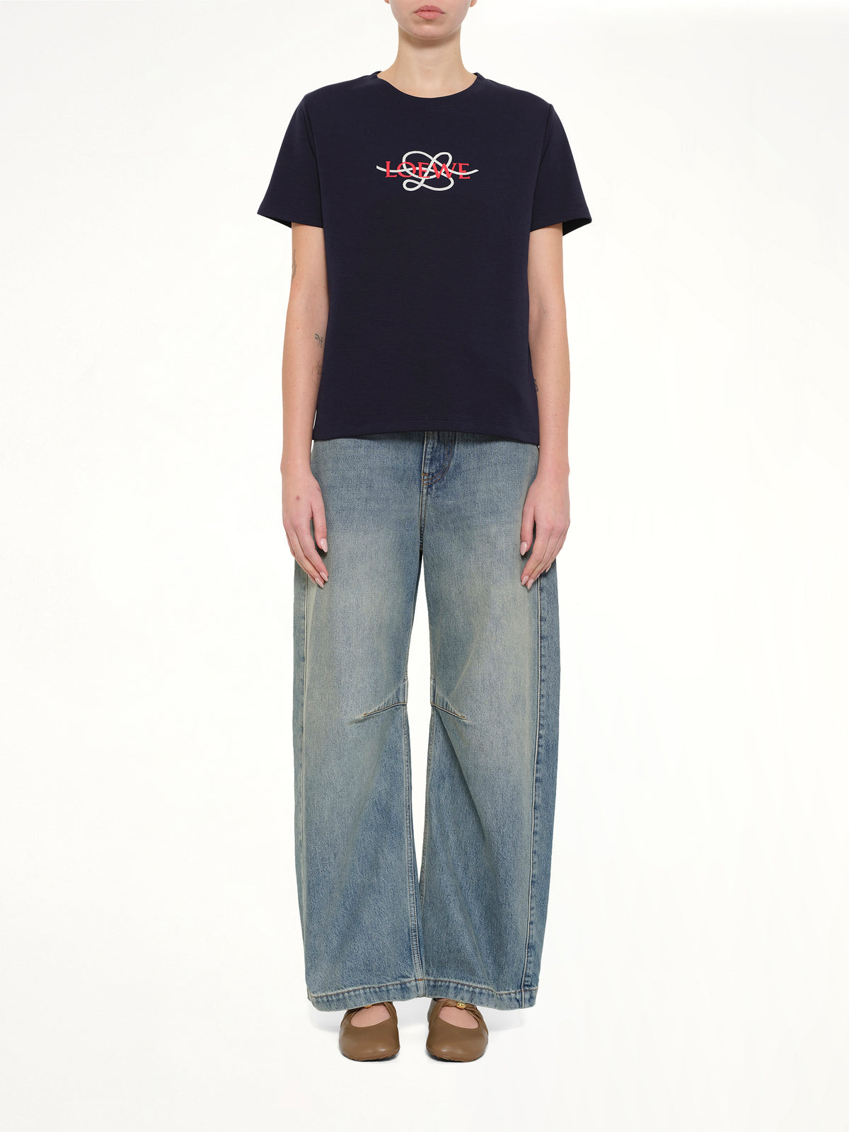 Anagram Regular Fit T-Shirt in Navy Blue/White