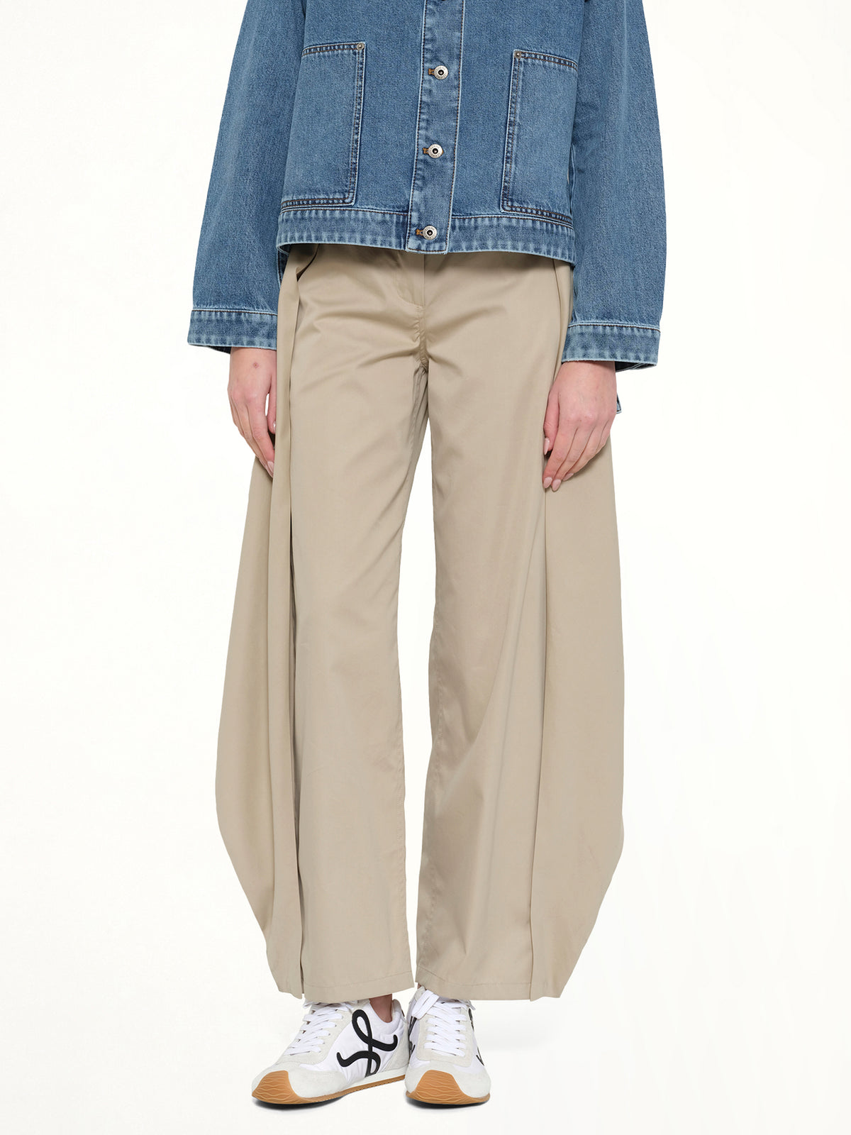 Cotton Silk Gabardine Trousers AF in Beige