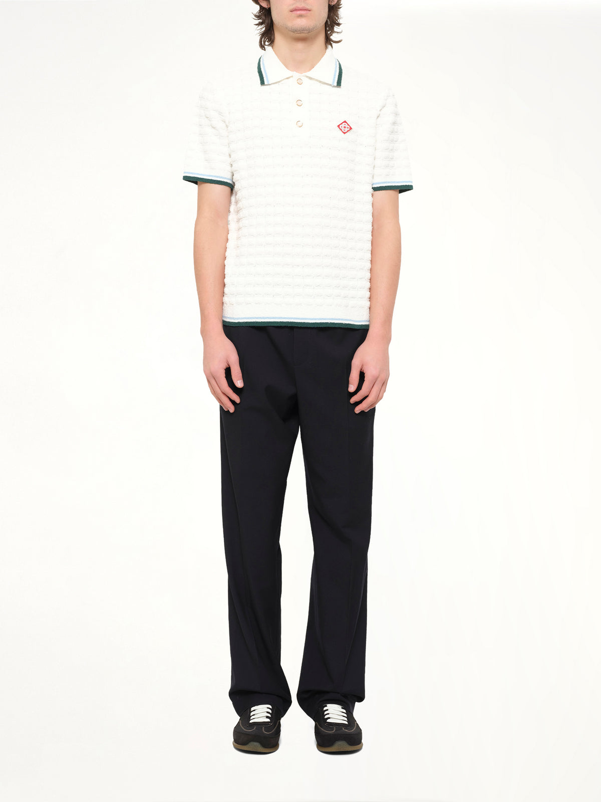 Boucle Short Sleeve Polo in White