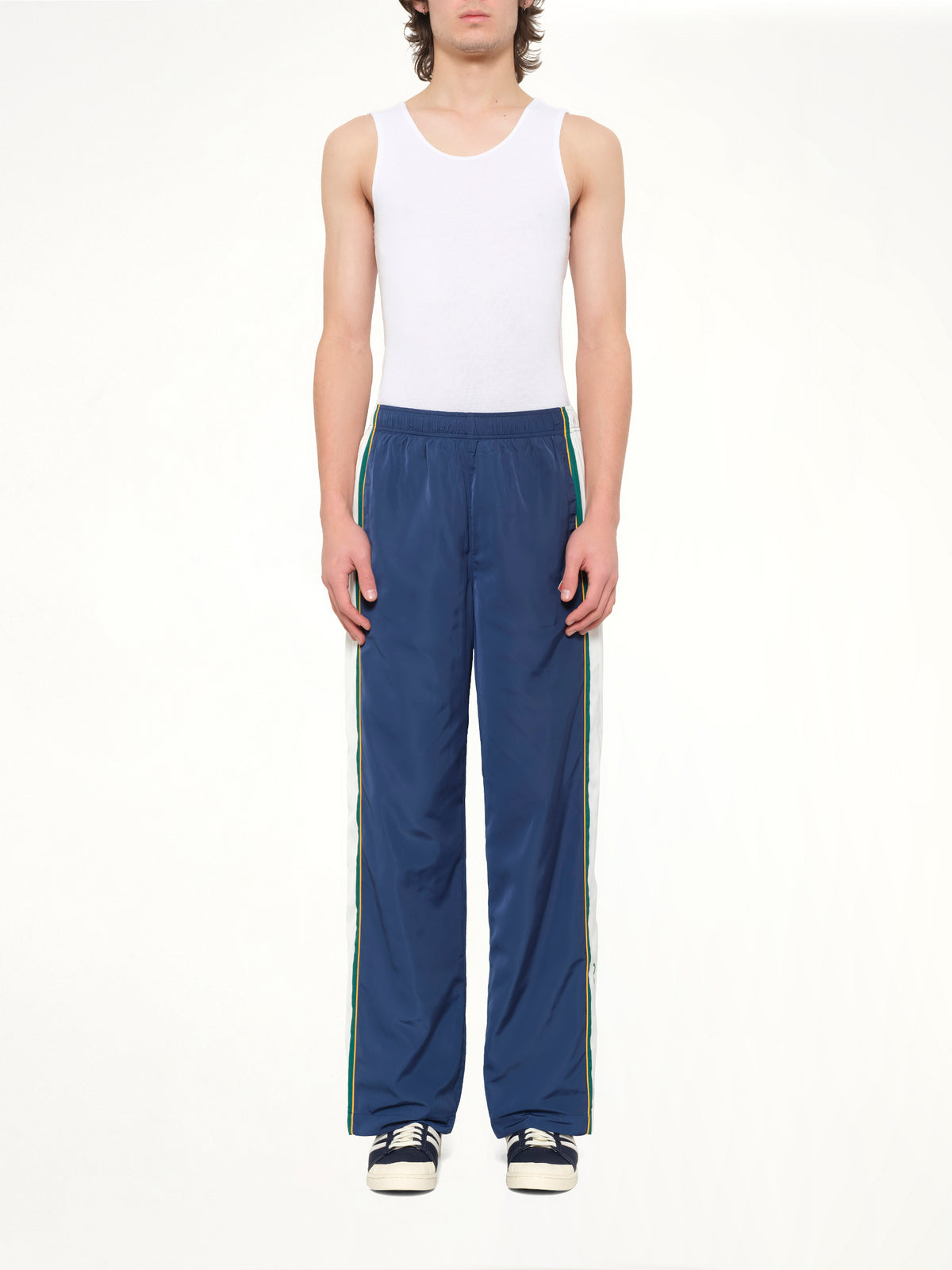 Poly Tafferta Track Pants in Navy