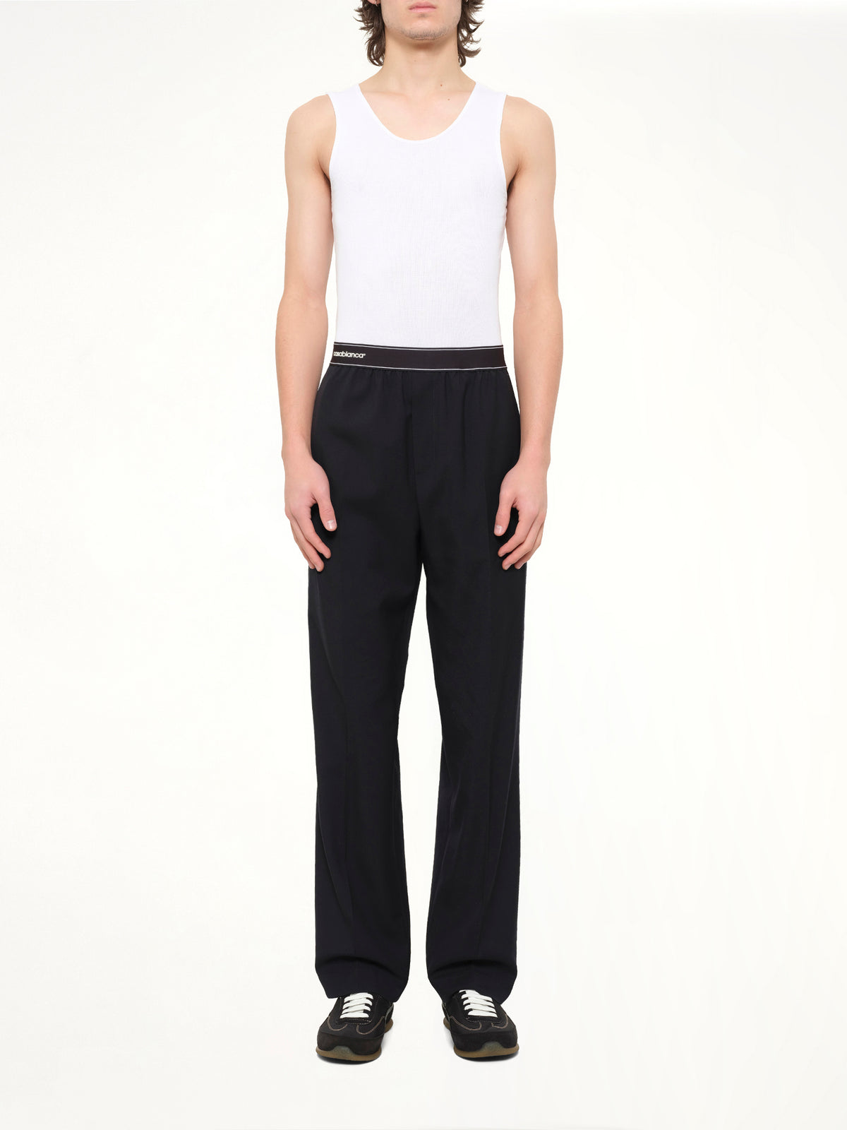 Wool Blend Sports Trouser in Black
