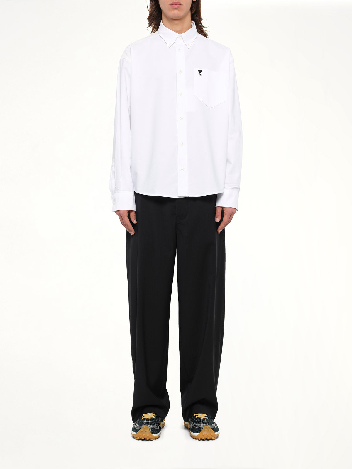 Embroidered Ami De Coeur Boxy Fit Shirt in White