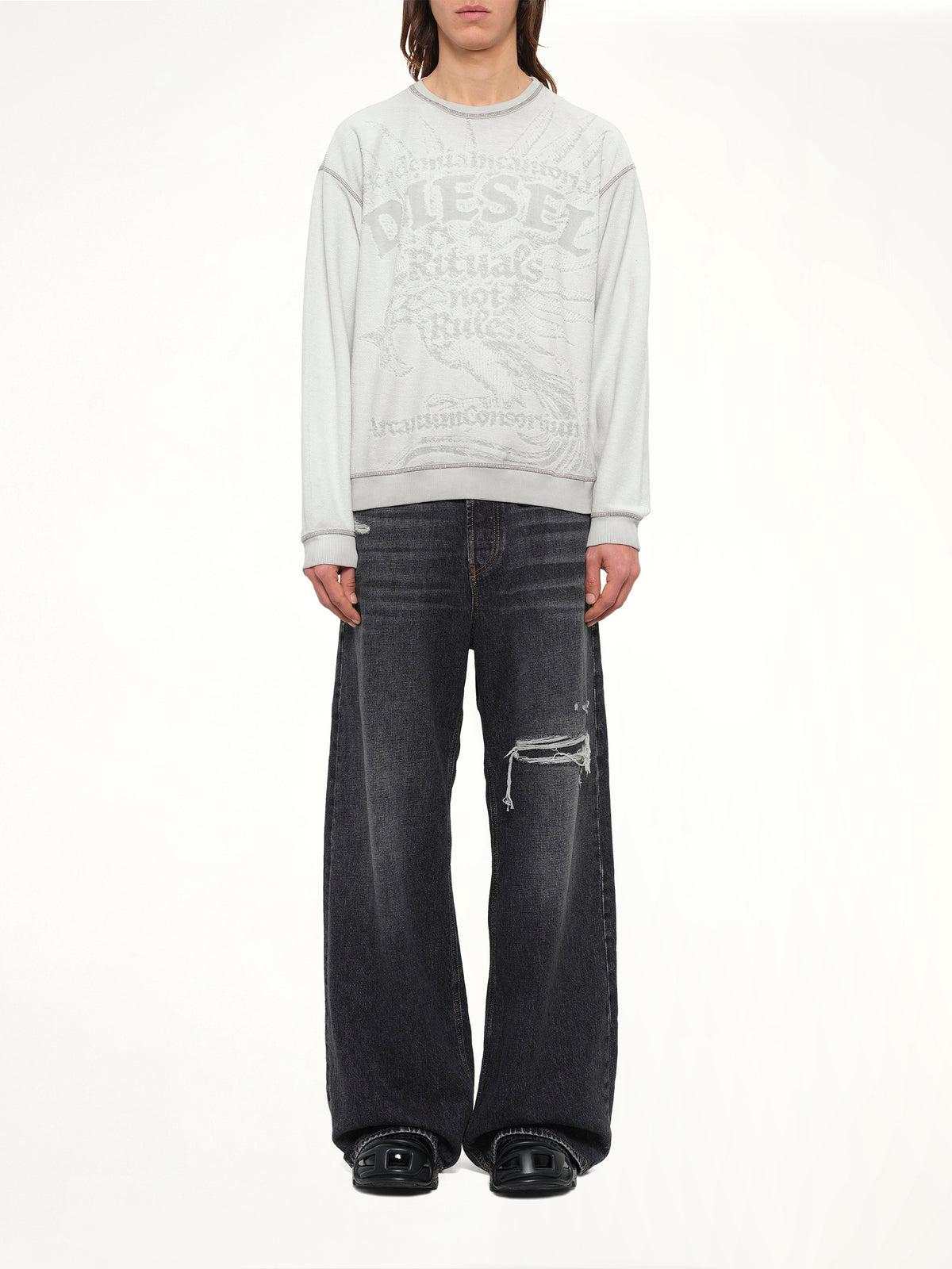 S-ARON-RAW Sweatshirt in White