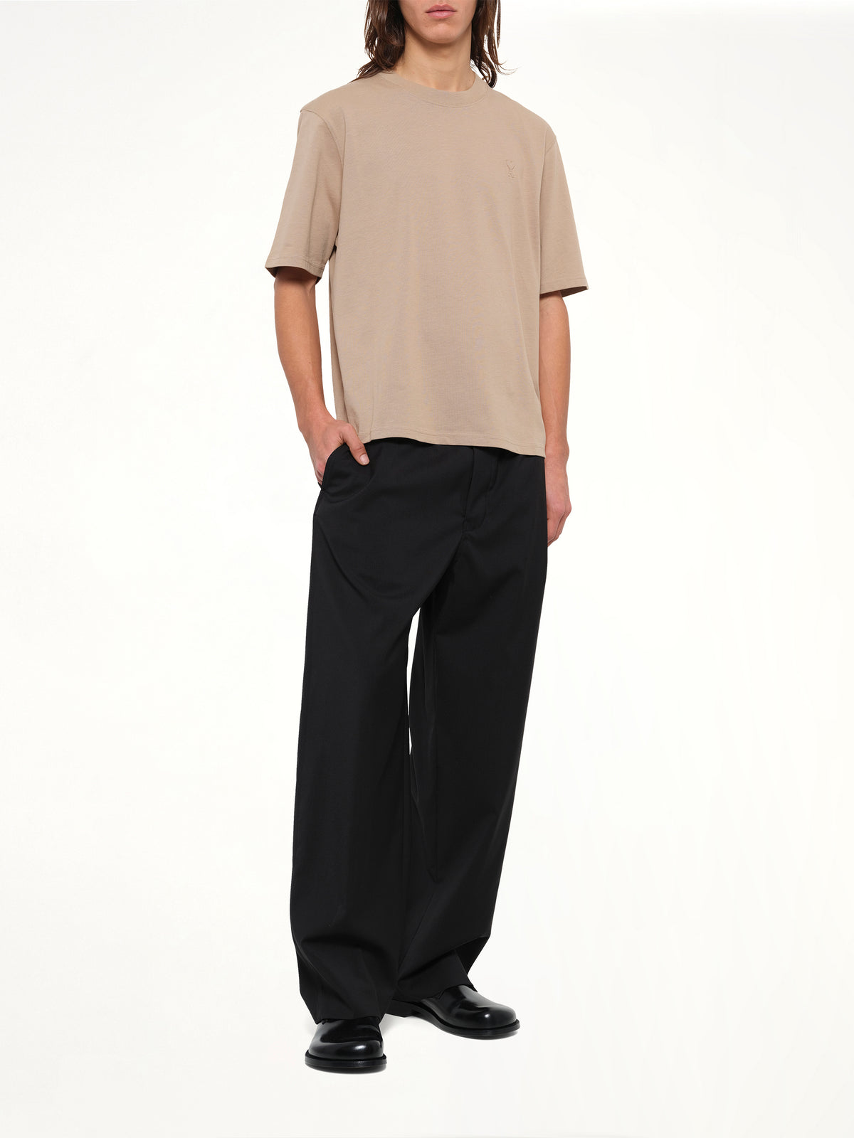 Embossed Ami De Coeur T-Shirt in Beige