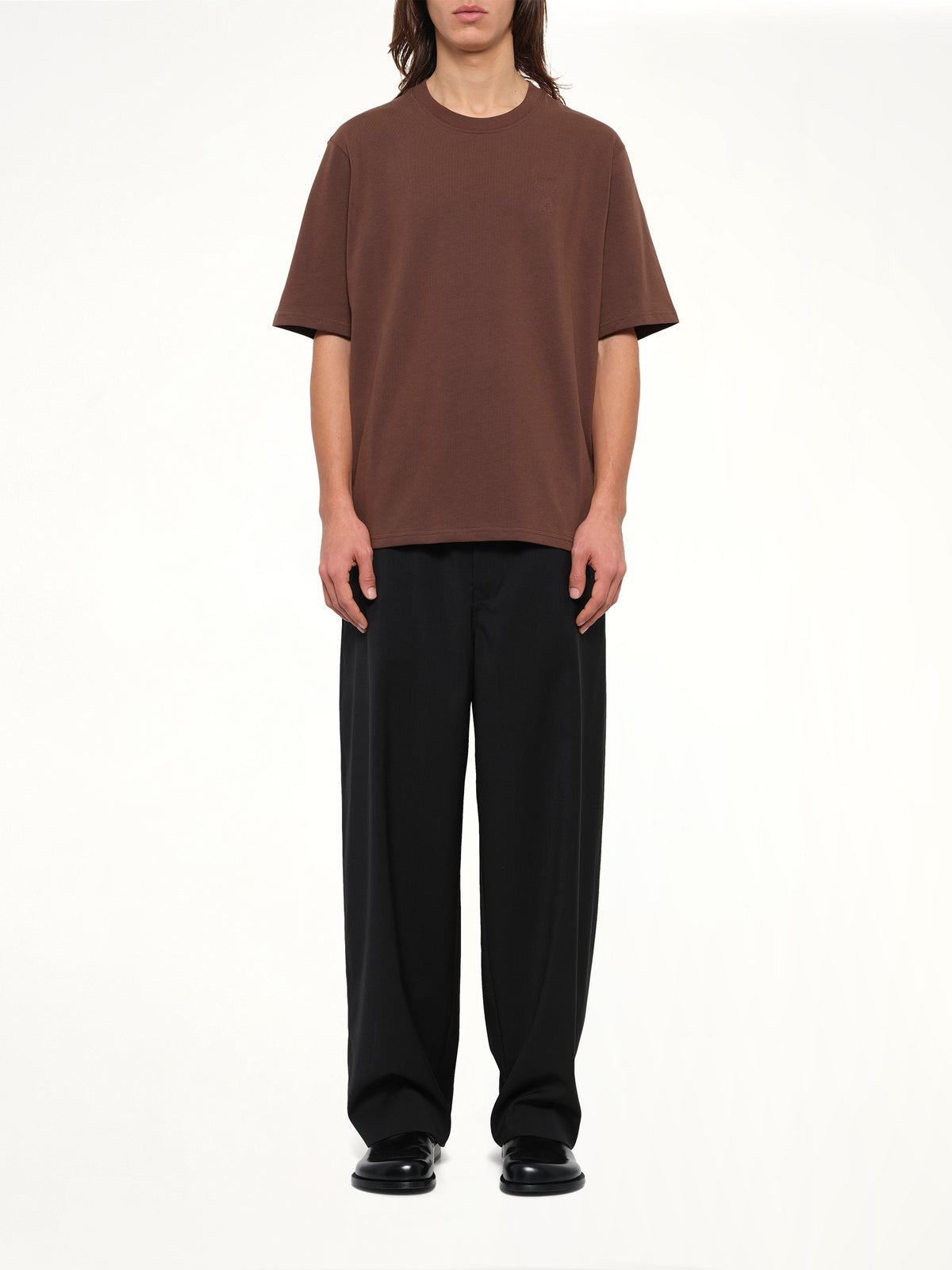 Embossed Ami De Coeur T-Shirt in Chocolate Brown