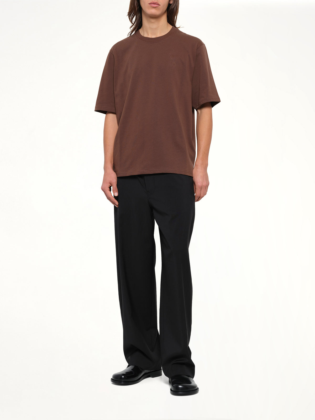 Embossed Ami De Coeur T-Shirt in Chocolate Brown