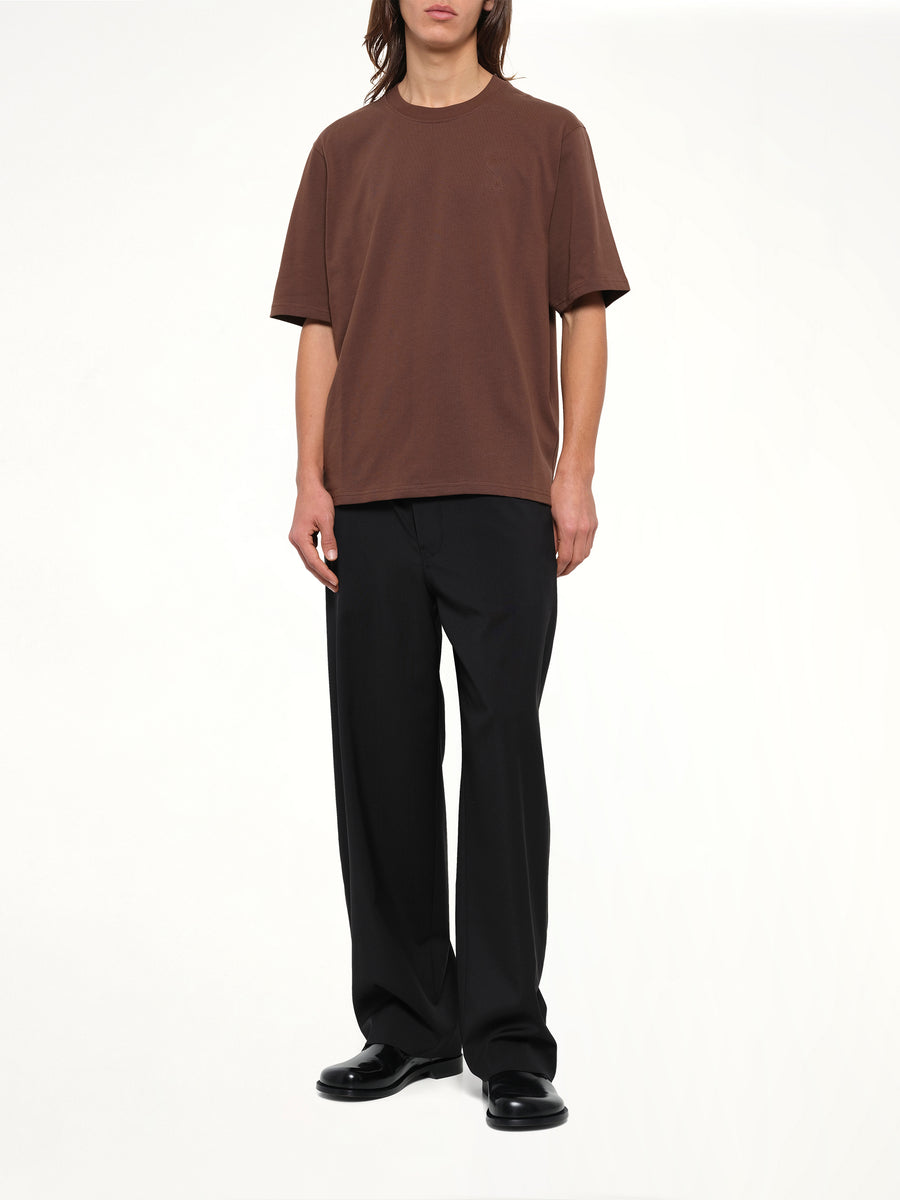 Embossed Ami De Coeur T-Shirt in Chocolate Brown
