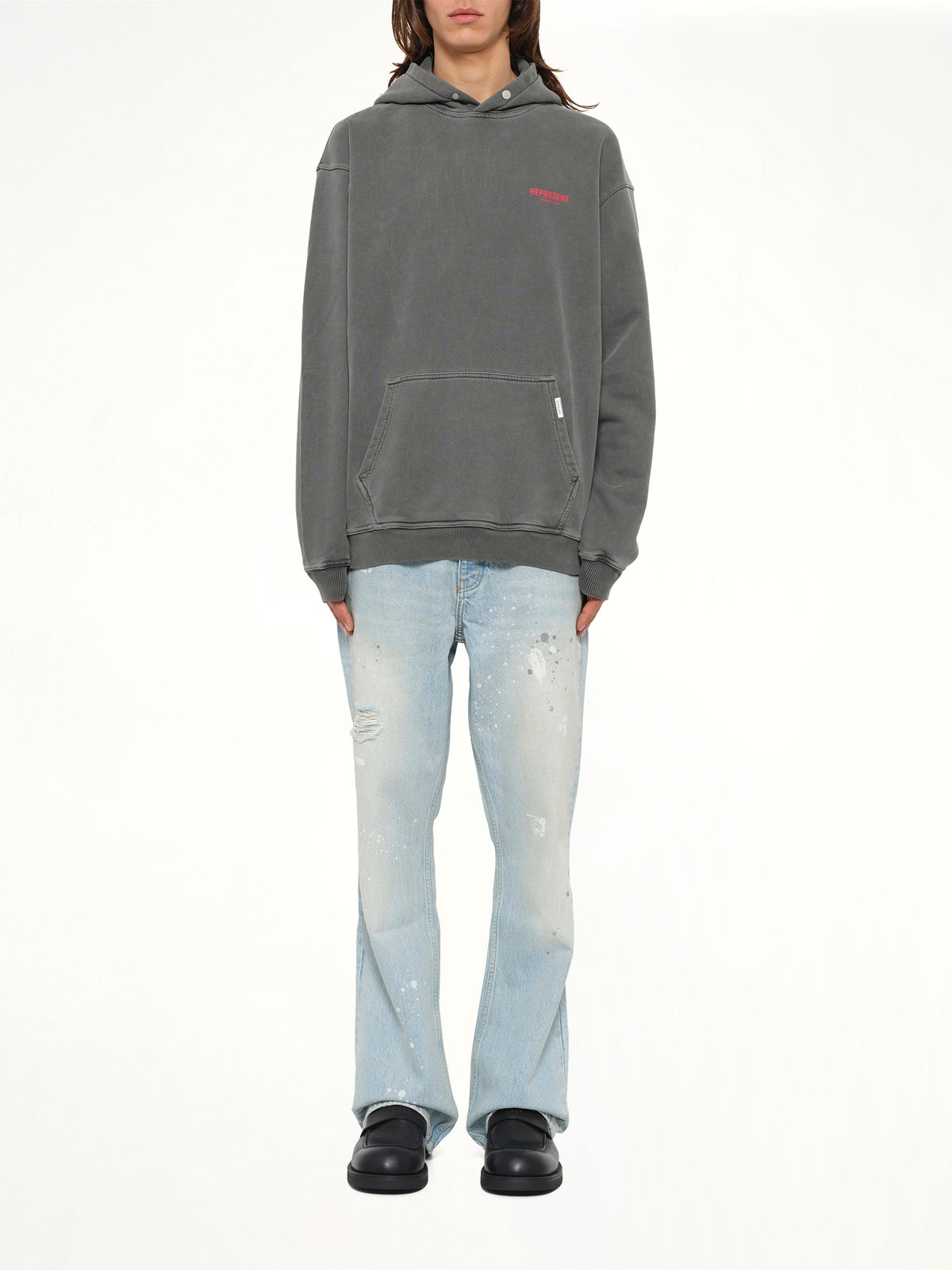 Represent Owners Club Hoodie in Washed Black