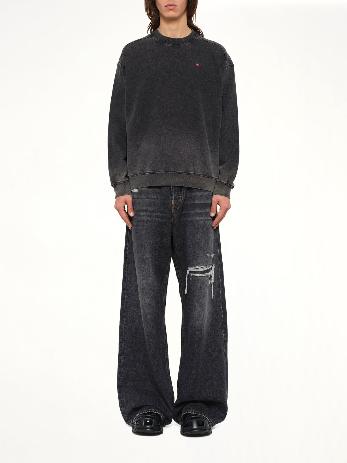 S-CROX Sweatshirt in Washed Black