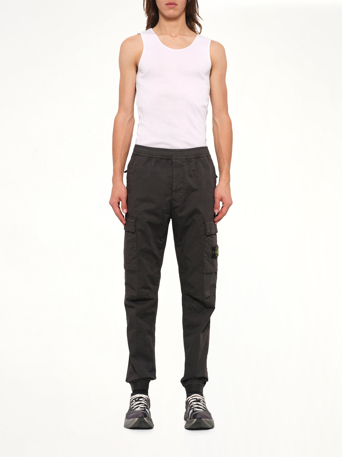3100033 Cotton Satin Trouser in Lead Grey
