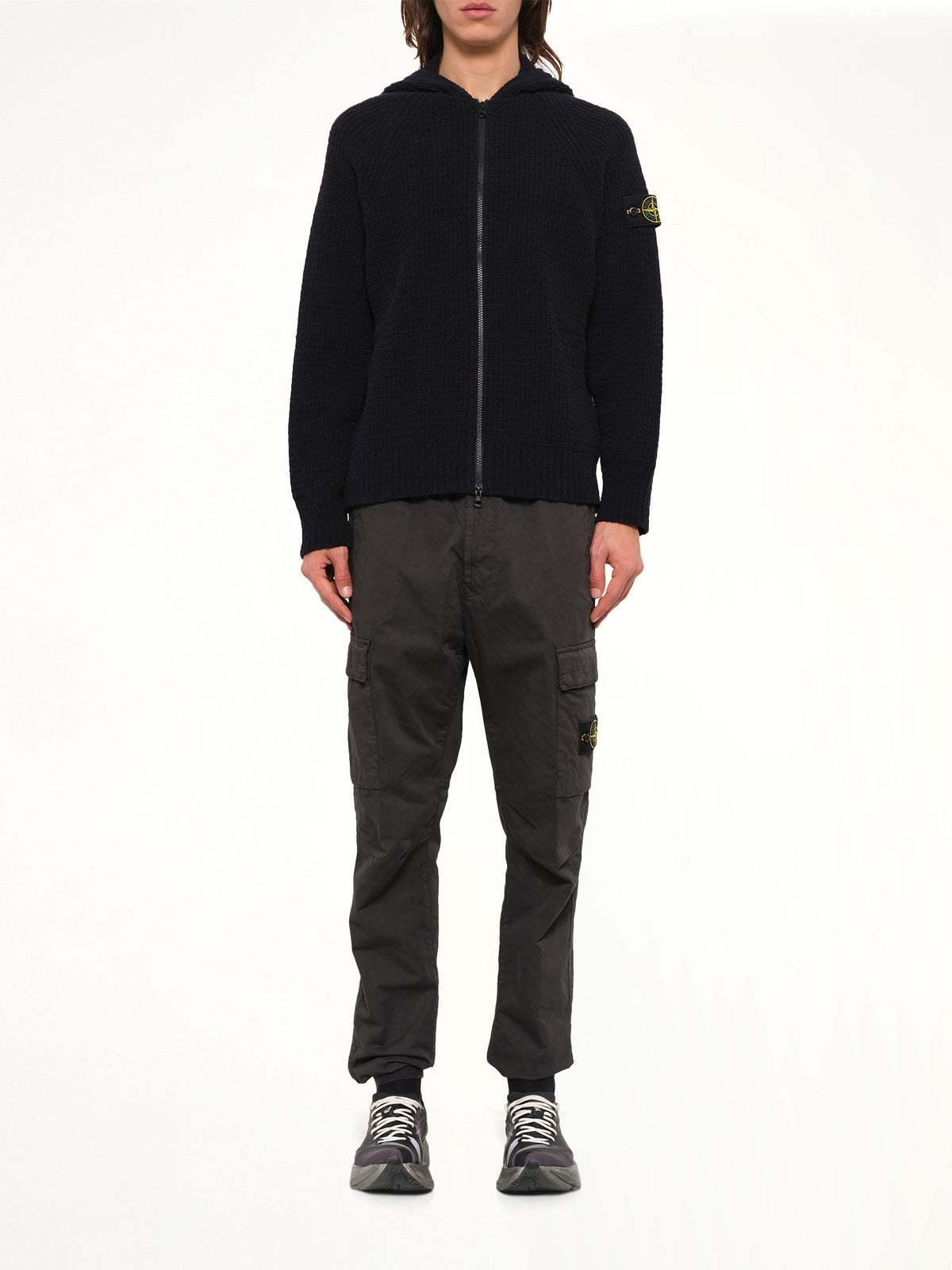 5100005 Rib Cotton Hoodie in Black